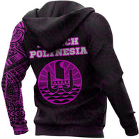 French Polynesia Hoodie French Polynesia Flag Tattoo Pink - Polynesian Pride