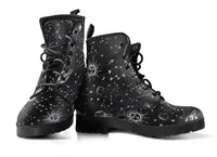 Celticone Women's Leather Boot - Black Astrology Map Pagan Boots - Polynesian Pride