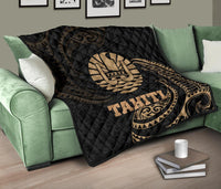 Tahiti Polynesian Premium Quilt - Gold Tribal Wave - Polynesian Pride