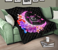 Hawaii Map Moon Star Turtle Plumeria Hibiscus Premium Quilt - Polynesian Pride