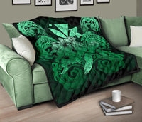 Hawaii Turtle Wave Polynesian Premium Quilt - Hey Style Green - Polynesian Pride