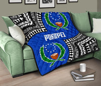 Pohnpei Premium Quilt - Pohnpei Flag Micronesian Pattern - Polynesian Pride