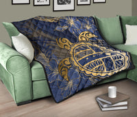 Hawaii Turtle Hibiscus Gold Premium Quilt - Kyn Style - Polynesian Pride