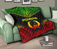 Pohnpei Premium Quilt - Pohnpie Flag Polynesian Chief Reggae Version - Polynesian Pride