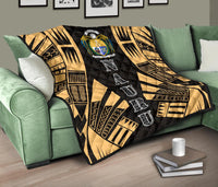 Nauru Premium Quilt - Nauru Coat Of Arms Polynesian Gold Tattoo - Polynesian Pride