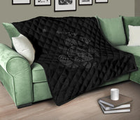 Hawaii Turtle Hibicus Map Premium Quilt - Grey - Polynesian Pride
