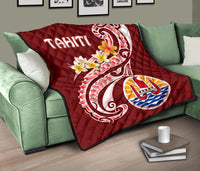 Tahiti Premium Quilt - Tahiti Seal Polynesian Patterns Plumeria - Polynesian Pride