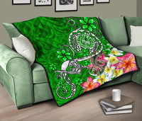 Tahiti Premium Quilt - Turtle Plumeria (Green) - Polynesian Pride
