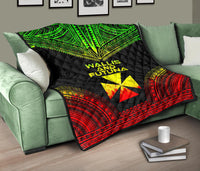 Wallis And Futuna Premium Quilt - Wallis And Futuna Coat Of Arms Polynesian Chief Reggae Version - Polynesian Pride