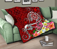 Tahiti Premium Quilt - Turtle Plumeria (Red) - Polynesian Pride