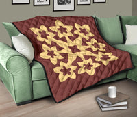 Hawaiian Premium Quilt Royal Pattern - Coral - A1 Style - Polynesian Pride