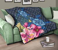 Hawaii Turtle Hibiscus Premium Quilt - LH Style - Polynesian Pride