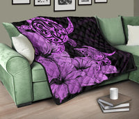 Hawaii Turtle Premium Quilt Polynesian Hibiscus Art Pink AH - Polynesian Pride