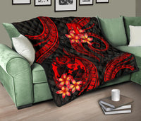 Tonga Polynesian Premium Quilt - Red Plumeria - Polynesian Pride