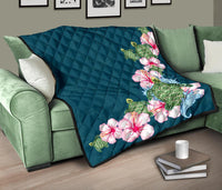 Hibiscus Turtle Dance Premium Quilt - Polynesian Pride