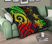 Fiji Polynesian Premium Quilt - Reggae Tentacle Turtle Crest - Polynesian Pride