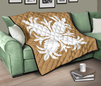 Hawaiian Premium Quilt Royal Pattern - Gold - A2 Style - Polynesian Pride