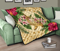 Hawaii Premium Quilt - Hammerhead Shark Premium Quilt Strong Pattern Hibiscus Plumeria AH - Polynesian Pride