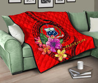Samoa Polynesian Premium Quilt - Floral With Seal Red - Polynesian Pride