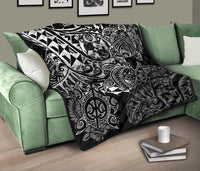 Tonga Polynesian Premium Quilt - White Turtle Flowing - Polynesian Pride