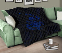 Hawaii Turtle Hibicus Map Premium Quilt - Blue - Polynesian Pride