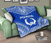 Pohnpei Premium Quilt - Pohnpie Flag Polynesian Chief Blue Version - Polynesian Pride