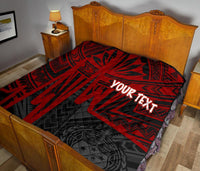 Samoa Personalised Premium Quilt - Samoa Coat Of Arms With Polynesian Patterns In Heartbeat Style (Red) - Polynesian Pride