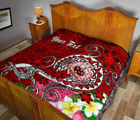 Samoa Custom Personalised Premium Quilt - Turtle Plumeria (Red) - Polynesian Pride