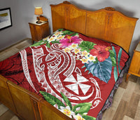 Wallis and Futuna Polynesian Premium Quilt - Summer Plumeria (Red) - Polynesian Pride