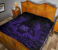 Hawaii Owl Hibiscus Plumeria Premium Quilt - Purple - Polynesian Pride
