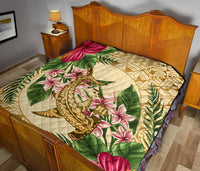 Hawaii Premium Quilt - Hammerhead Shark Premium Quilt Strong Pattern Hibiscus Plumeria AH - Polynesian Pride