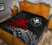 Hawaii Polynesian Premium Quilt - Kanaka Maoli & Red Turtle - Polynesian Pride