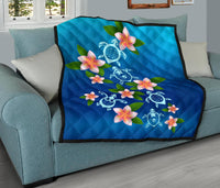 Turtle Polynesian Plumeria Premium Quilt - Polynesian Pride
