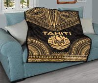 Tahiti Premium Quilt - Tahiti Flag Polynesian Chief Gold Version - Polynesian Pride