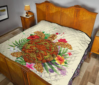 Hawaii Turtle Life Hibiscus Design Premium Quilt - Polynesian Pride