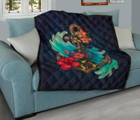 Hawaiian Plumeria Hibiscus Anchor Galaxy Premium Quilt - Polynesian Pride