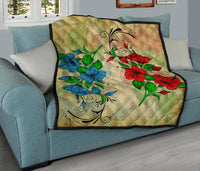 Hibiscus Red And Blue Premium Quilt - Polynesian Pride