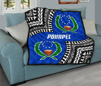 Pohnpei Premium Quilt - Pohnpei Flag Micronesian Pattern - Polynesian Pride