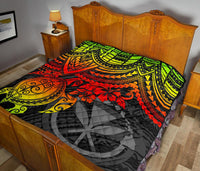 Hawaii Polynesian Premium Quilt - Kanaka Maoli & Reggae Turtle Hibiscus - Polynesian Pride