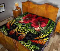 Hawaii Turtle Tropical Polynesian Premium Quilt - Iris Style - AH - Polynesian Pride