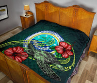 Federated States of Micronesia Premium Quilt - Green Turtle Hibiscus - Polynesian Pride