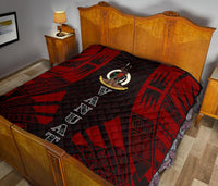 Vanuatu Premium Quilt - Vanuatu Coat Of Arms Polynesian Red Tattoo (Dark Red) - Polynesian Pride