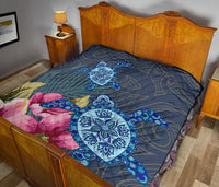 Hawaii Turtle Hibiscus Premium Quilt - LH Style - Polynesian Pride