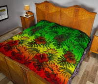 Polynesian Premium Quilt - Reggae Hibiscus Patterns - Polynesian Pride