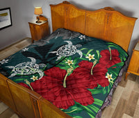 Hawaii Map Turtle Hibiscus Plumeria Polynesian - Premium Quilt AH - Polynesian Pride