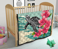 Hawaii Premium Quilt - Hawaii Turtles With Plumeria Classic Premium Quilt - Polynesian Pride