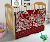 Hawaii Luxury Premium Quilt Red - Kanaka Maoli Turtle Polynesian Tattoo Pattern - Polynesian Pride