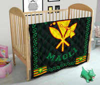 Kanaka Maoli Flag Polynesian Premium Quilt Green - Love Style - Polynesian Pride