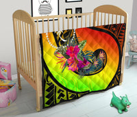 Chuuk Premium Quilt - Polynesian Hook And Hibiscus (Raggae) - Polynesian Pride