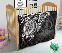 Vanuatu Polynesian Premium Quilt - Vanuatu Coat Of Arms & White Turtle Hibiscus - Polynesian Pride